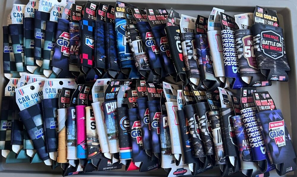 NASCAR/INDYCAR Bundle of 49 Can Coolers Various Prints